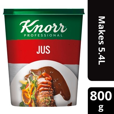 Knorr Professional Jus 800 g - Knorr Professional Jus delivers a rich flavour of caramelised beef, marrow and roasted onion, made in just 12 minutes.